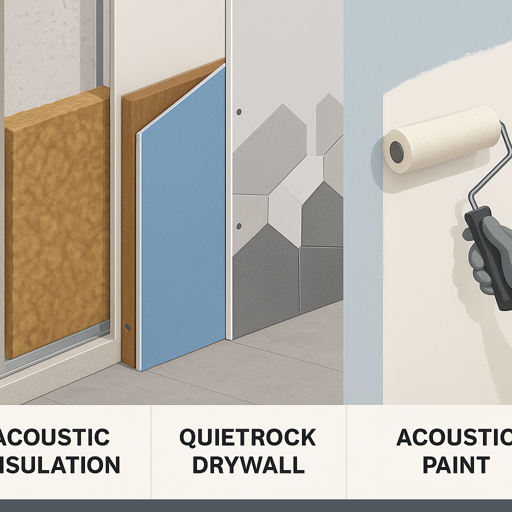 Professional contractor installing acoustic insulation and soundproof materials during California home construction