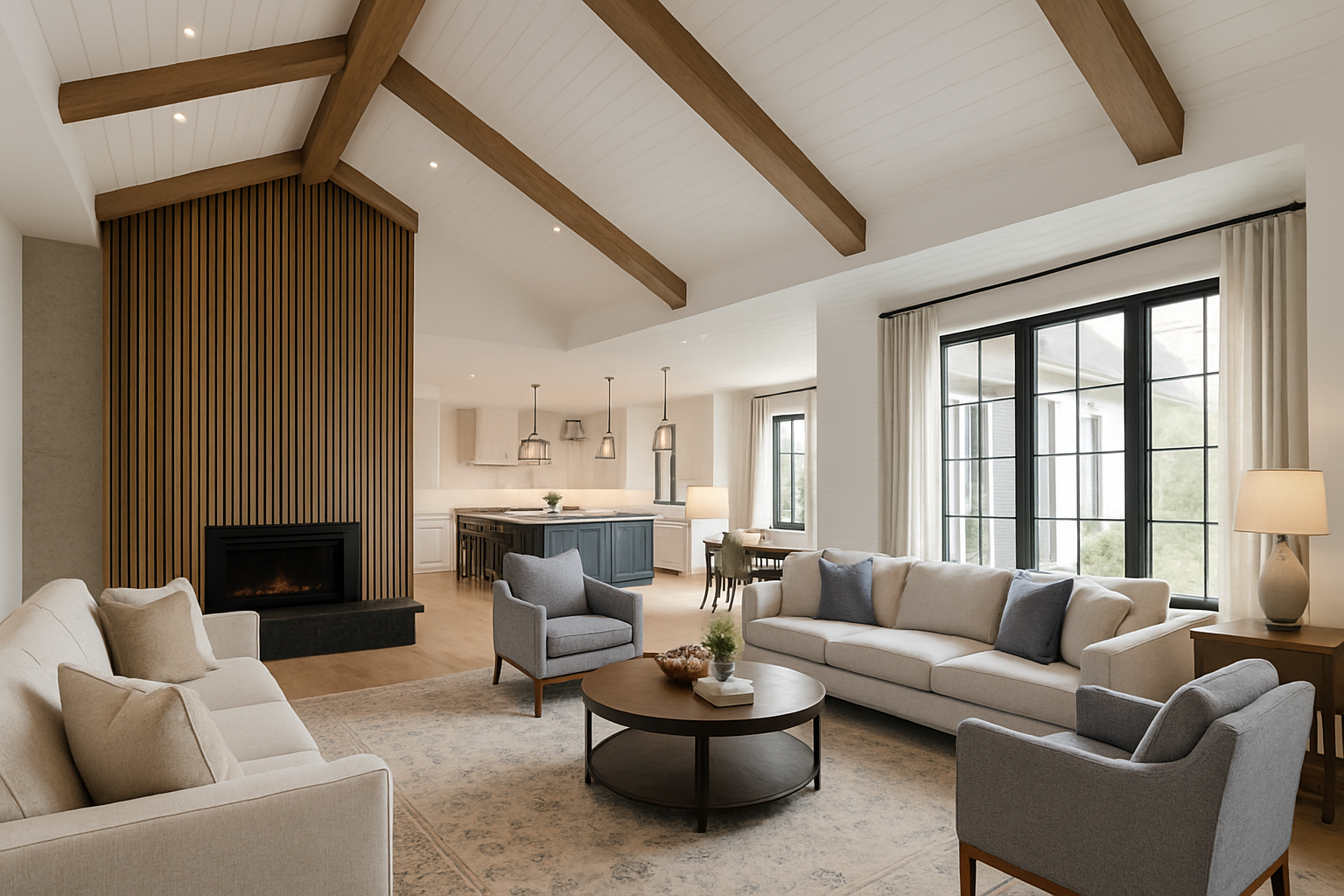 Elegant California home interior with professional acoustic design creating peaceful, substantial living space